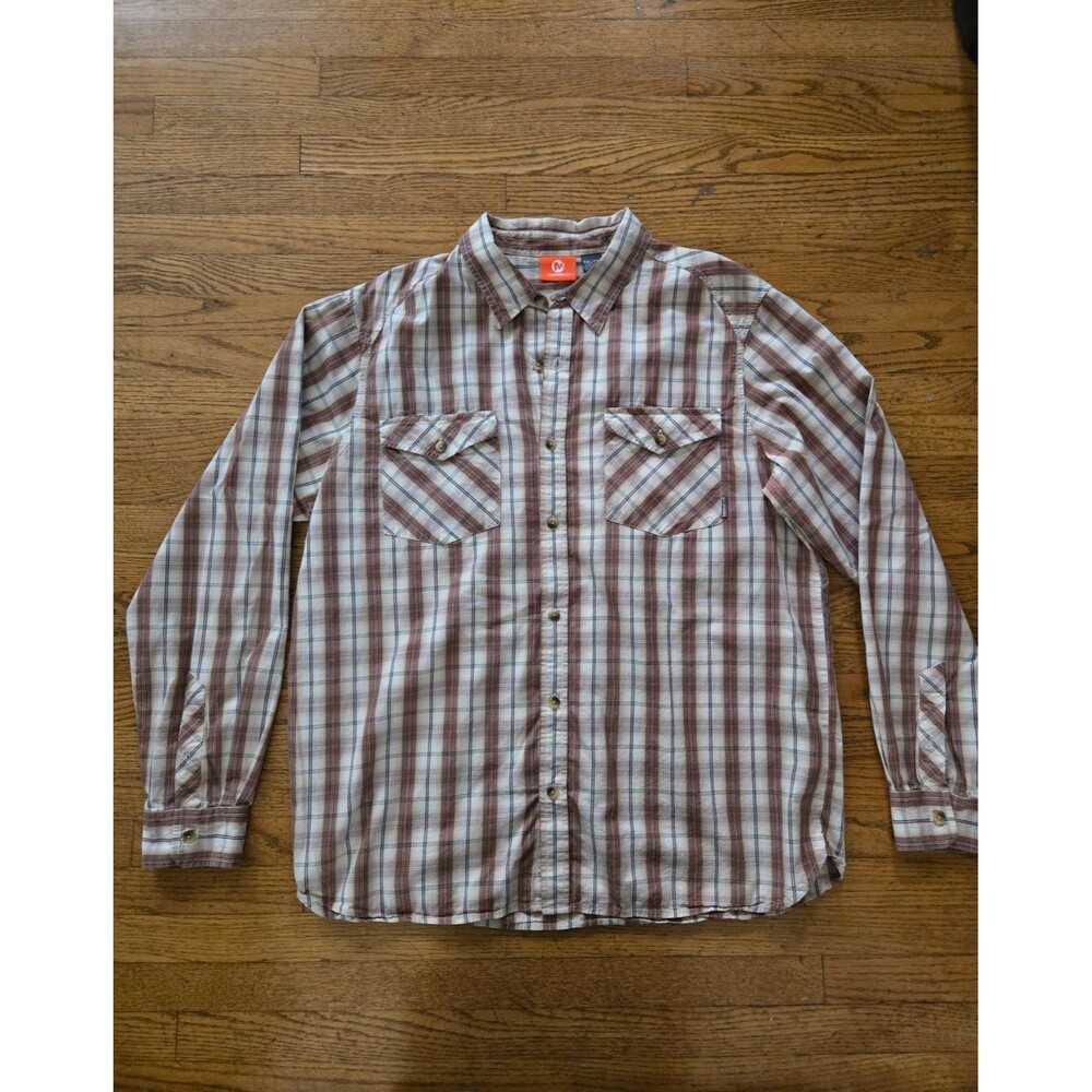 Merrell Men’s Cotton Plaid Long Sleeve Button Shirt Brown Size XXL